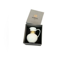 Katy Briscoe Home Bangles 24K Gold Trimmed Pitcher Vase White China